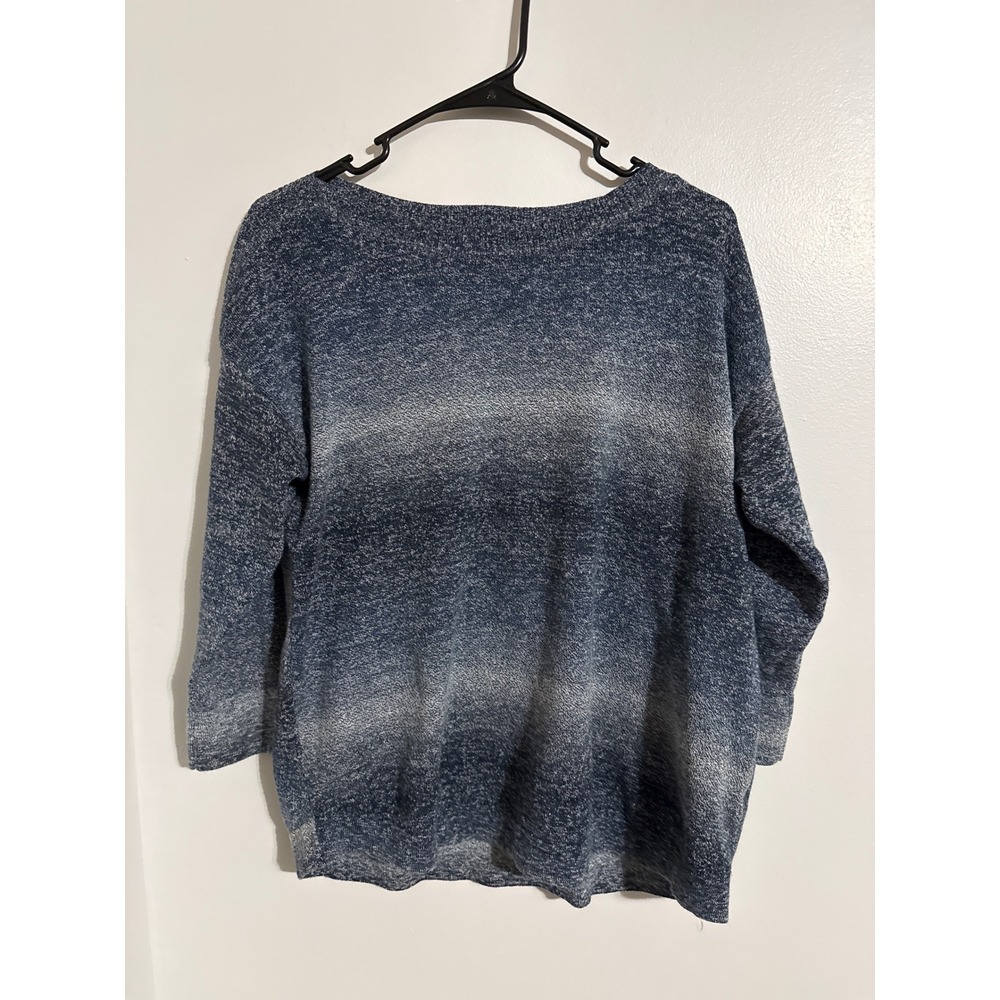 Croft & Barrow Womens XXL Blue Ombre Space Dye Knit Sweater 3/4 Sleeve Pullover